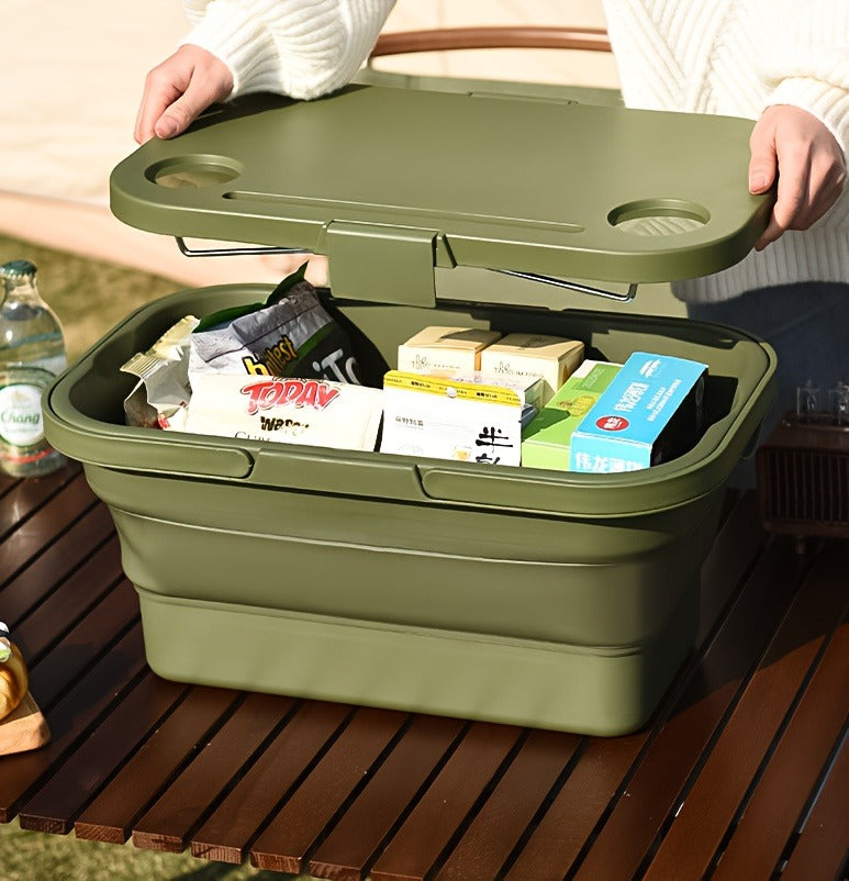 Picnic Basket Foldable with Detachable Table – Large Capacity Portable Camping Storage Basket with Handle — image 12
