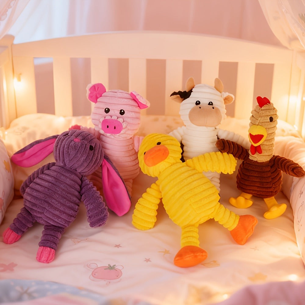 Dog Toys Five-Piece Squeaky Plush Animal Set with Pig, Frog, Elephant, Chicken and Fox Designs — image 9