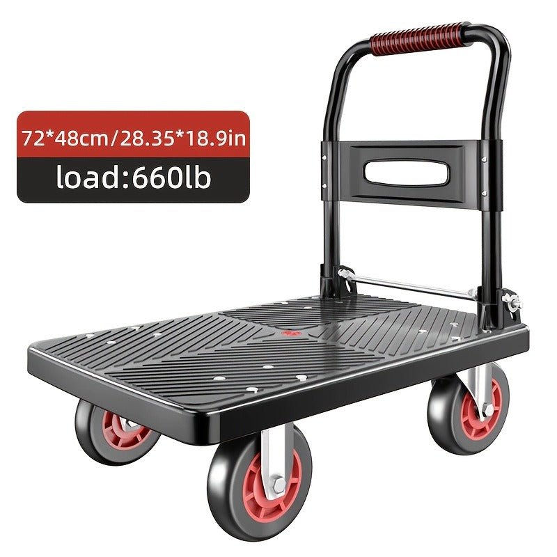 Four-Wheel Platform Dolly Cart with Folding Handle, Two Platform Sizes and 660 or 800 lb Load Labels — image 12