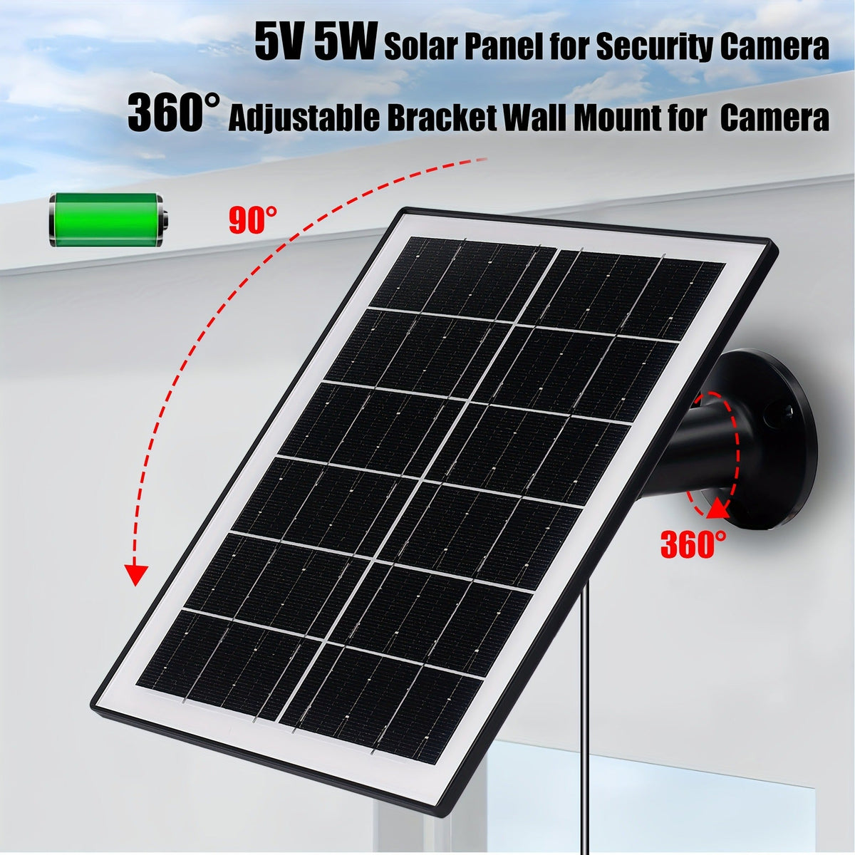 Solar Panel 5W Monocrystalline with Built-In 5200mAh Battery - 3rd Gen Emergency Charger for Security Camera — image 6