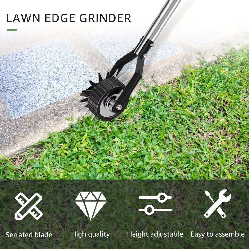 Wheeled Lawn Edger Manual Rotary Trimmer with 3/4-Section Stainless Steel Handle – Walk-Behind Grass Edger for Sidewalk — ima