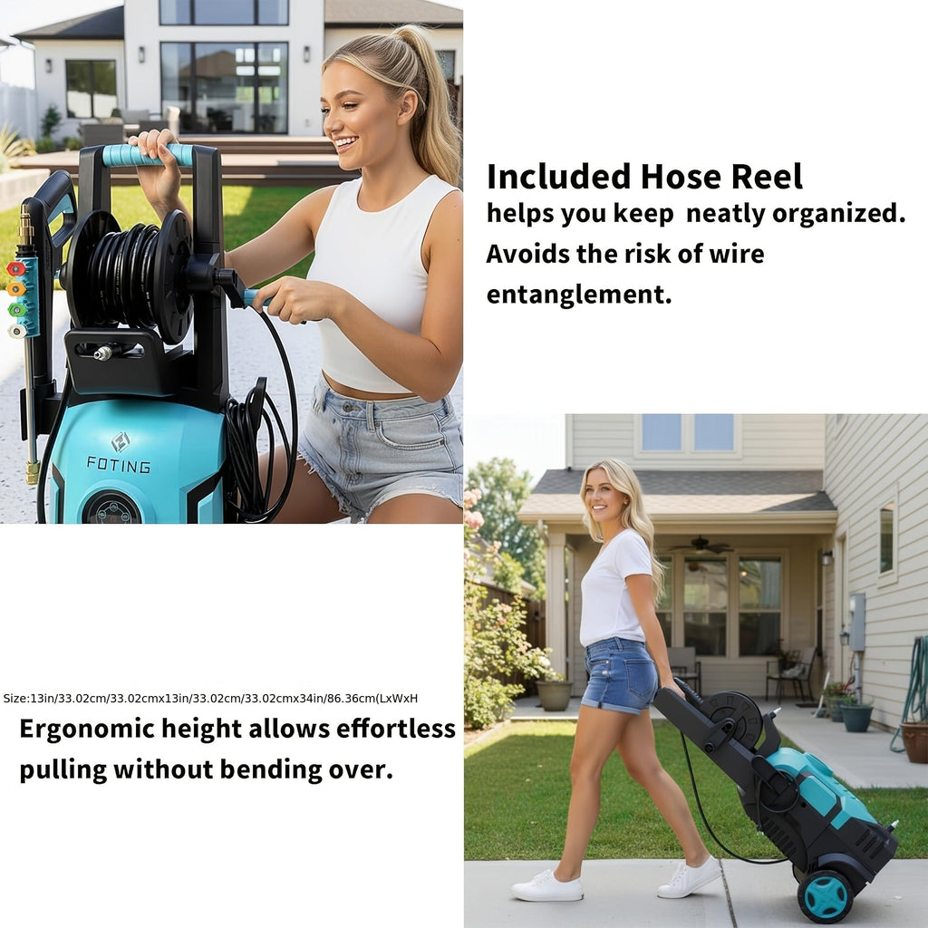 Pressure Washer 5000PSI Electric Power Washer 2.4-3.6GPM Adjustable 8-Level Touch Screen 34" Tall for Garden, Patio and Yard 