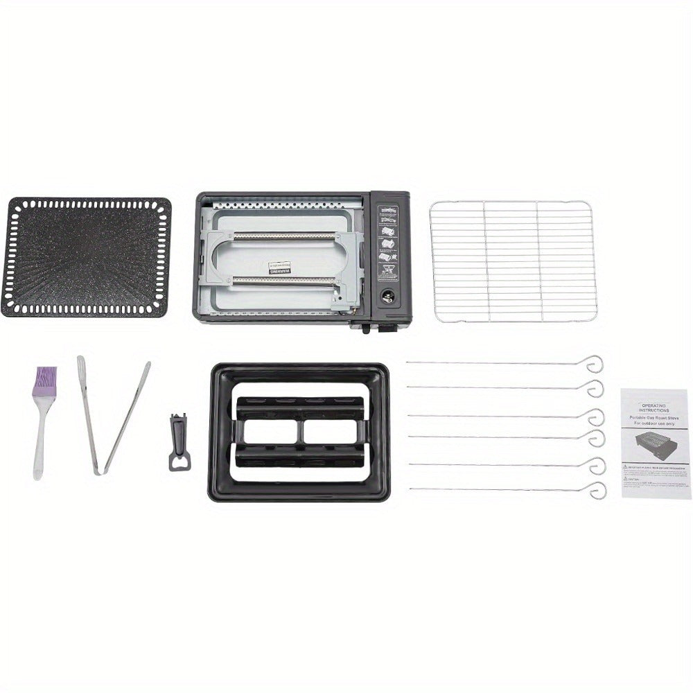 Black Dual-Fuel Tabletop Camping Grill Stove with Butane and LPG Inlets, 41.5 x 28 cm Body and Carrying Case — image 11