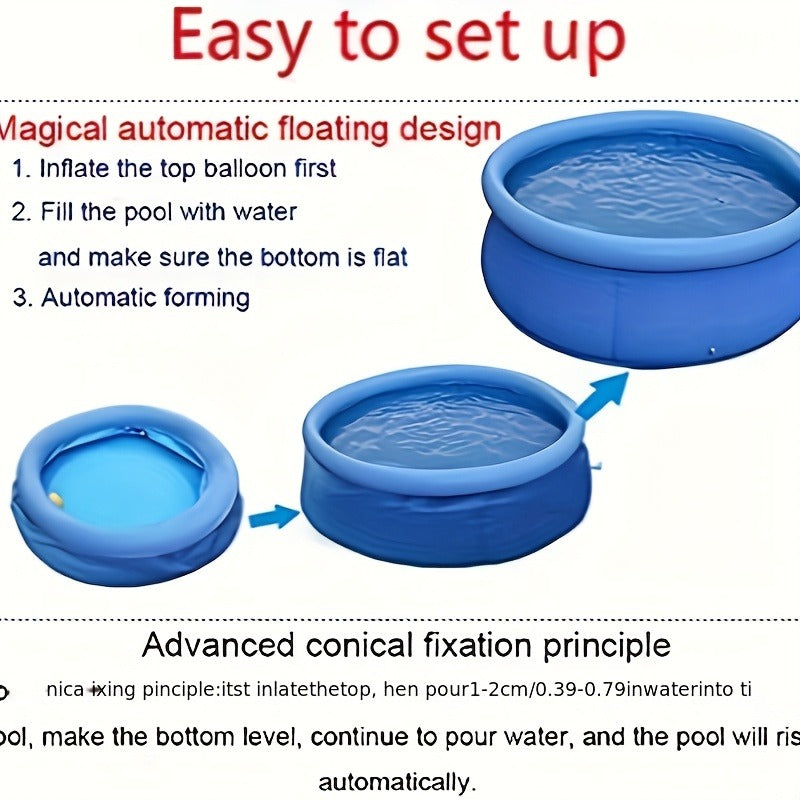 Round Inflatable Swimming Pool 10FT 12FT Circular Above Ground Family Pool Puncture-Resistant Quick for Garden, Patio and Yar