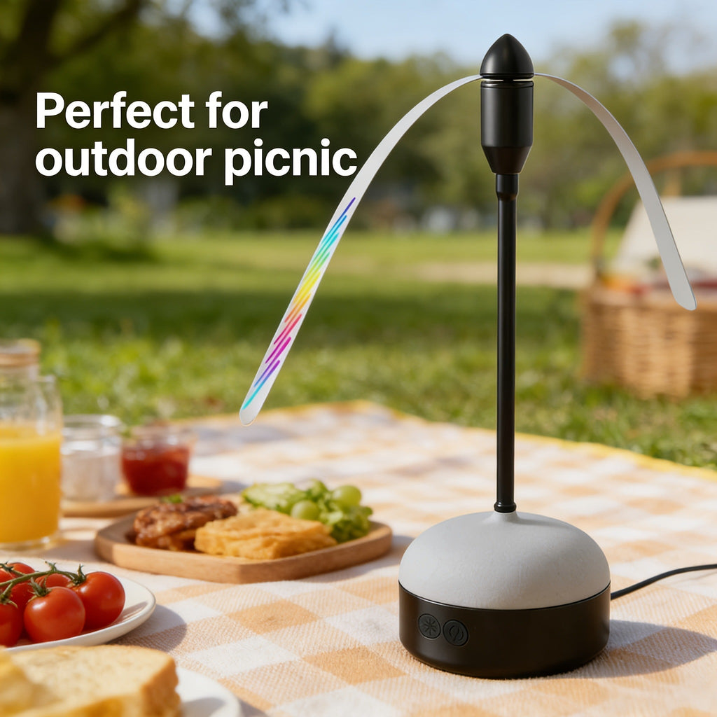 Desktop Reflective-Blade Fan Pest Control Device with Amber Light, Flexible Neck and USB Power for Tabletop Use — image 10