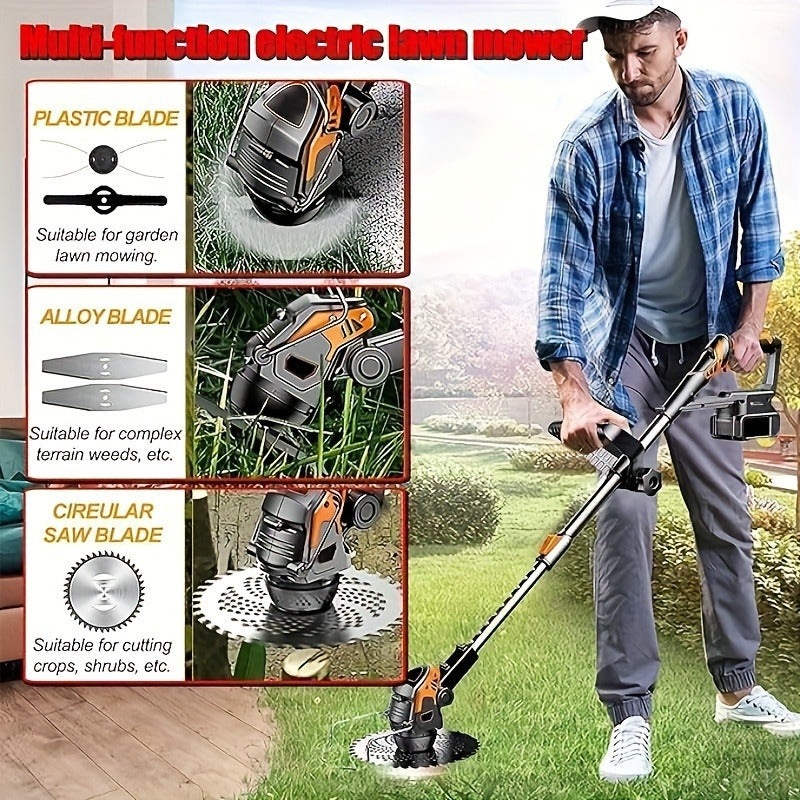 Cordless String Trimmer 24V 800W, Weed Wacker with 2 Batteries, Charger & 3 Blades, Adjustable Head — image 13