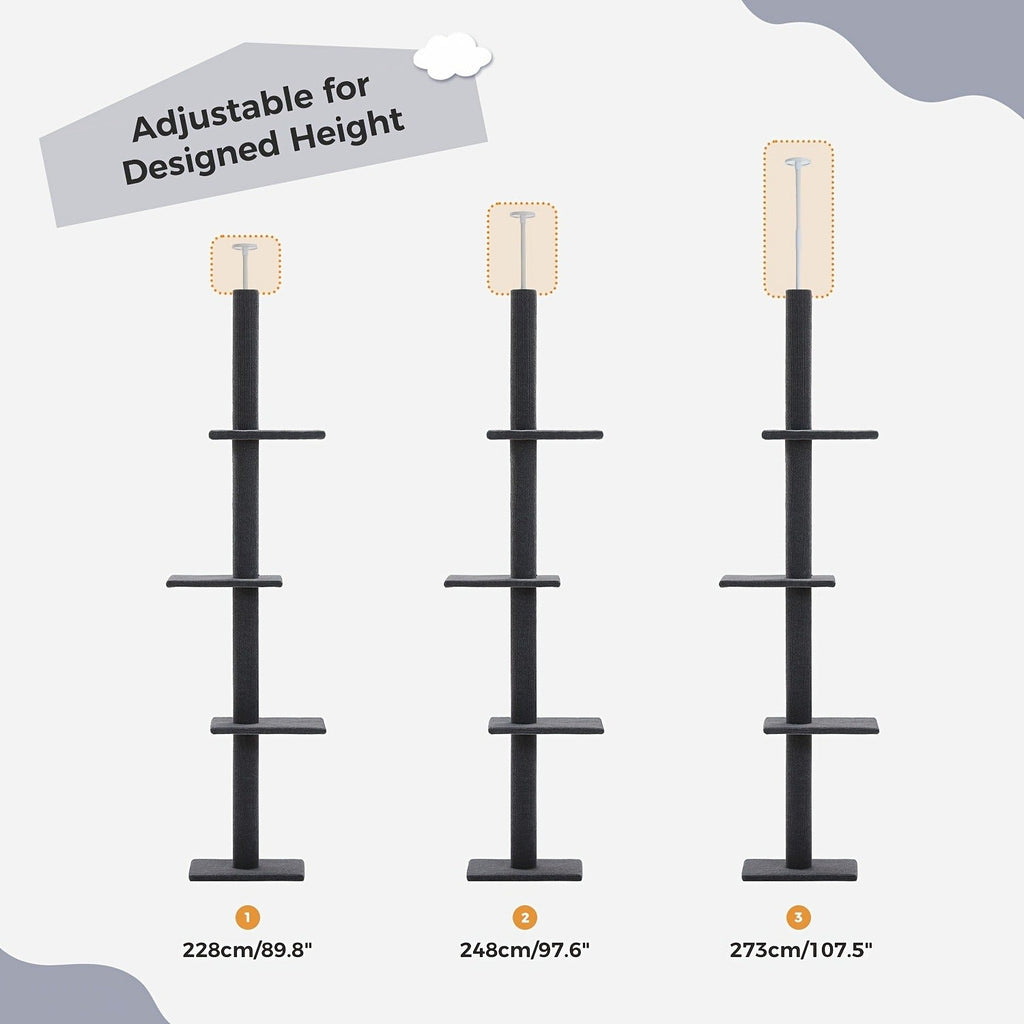 90-107.9-Inch Floor-to-Ceiling Cat Tree with Four Platforms, Tension Post and Five Style Options — image 19