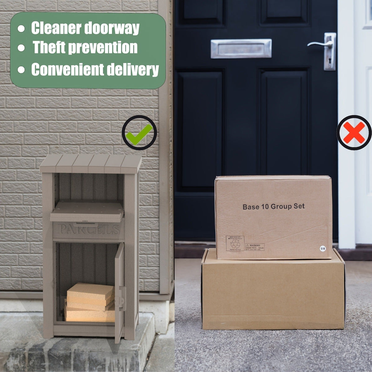 Tall Light-Brown Parcel Outdoor Storage Box with a Drop Compartment — image 10