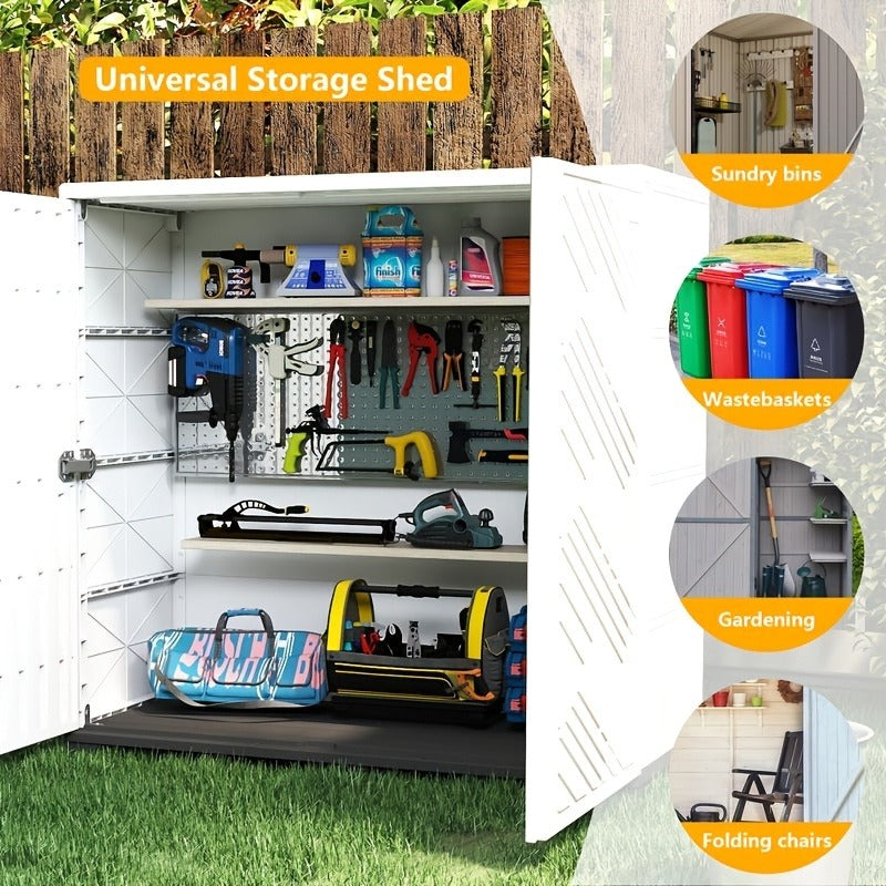 Outdoor Storage Cabinet with Doors & Metal Shelves, for Garden, Patio and Yard Use, with the Listed Configuration — image 11