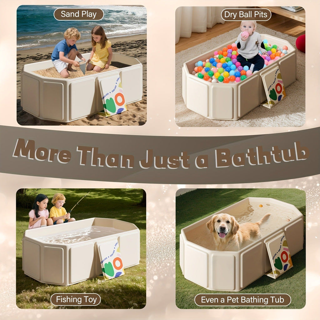 Foldable Baby Bathtub Portable Newborn Infant Tub with Drain Hole, Anti-Slip Base & Durable Multi-Functional Design for Home 