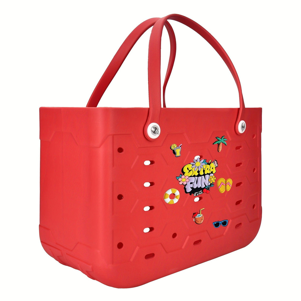 EVA Beach Bag for Women with Drainage Holes Waterproof Tote Bag Summer Outdoor Camping Shopping Travel Bag with Cute Decorati