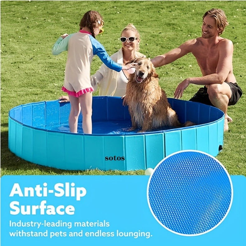 Foldable Dog Pool, Portable Hard Plastic Pet & Kids Swimming Pool, Anti-Slip Collapsible Bathtub for Indoor Outdoor Backyard 