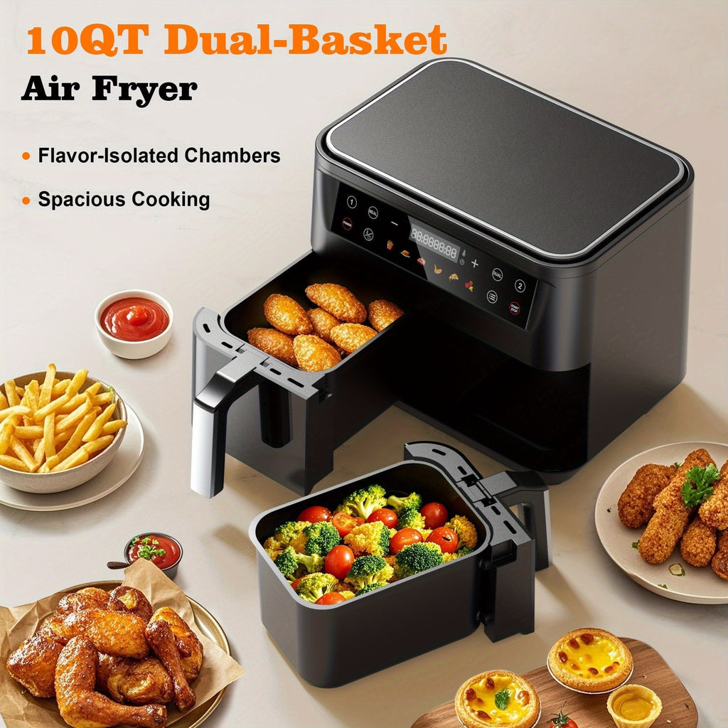 10Qt Dual-Basket Air Fryer with Two Viewing Windows, Sync Controls, Touch Panel and 50 Paper Liners — image 11