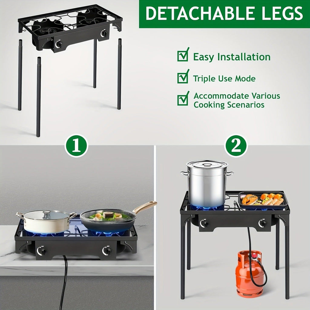 Outdoor Propane Burner Stand with One- or Three-Burner Layout, Removable Legs and 0–20 PSI Regulator Hose — image 12
