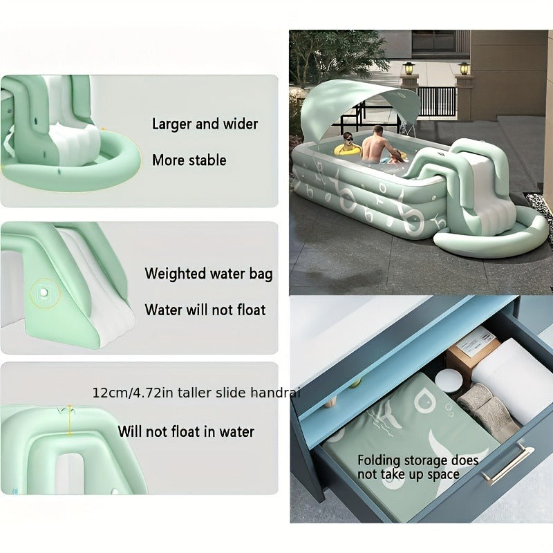 Inflatable Swimming Pool Set with Sunshade, Slide & Canopy, Family Backyard Pool, Multiple Sizes — image 14
