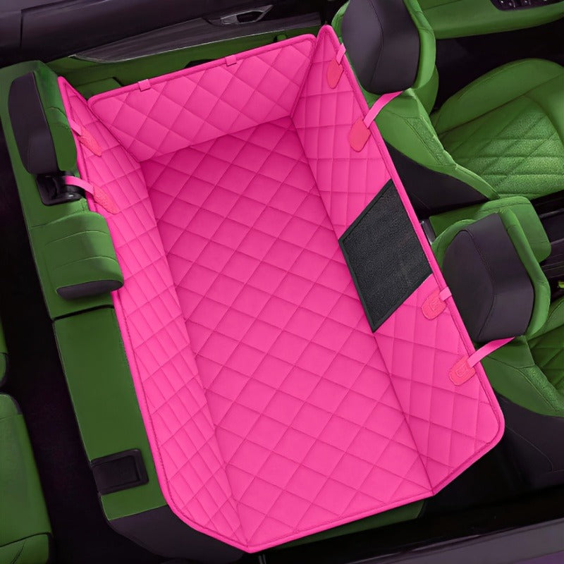Quilted Dog Car Back Seat Cover with Side Flaps, Mesh Window and Six Color or Pink Mat Bundle Options — image 19