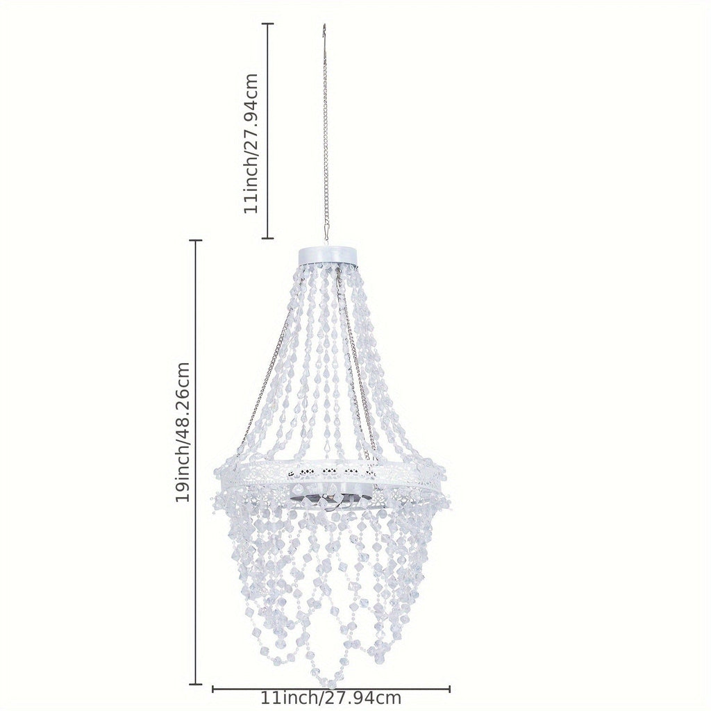 Solar Outdoor Lights 54-LED Hanging Crystal Chandelier in 6-Tier, Oval or Round Style for Gazebo Decor — image 10