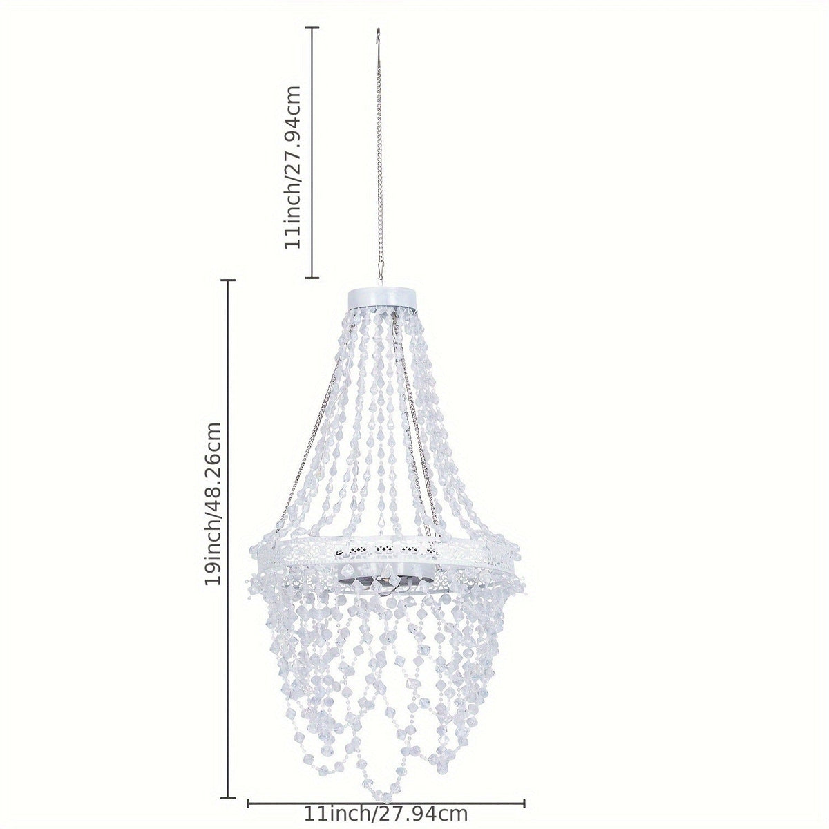 Solar Outdoor Lights 54-LED Hanging Crystal Chandelier in 6-Tier, Oval or Round Style for Gazebo Decor — image 10