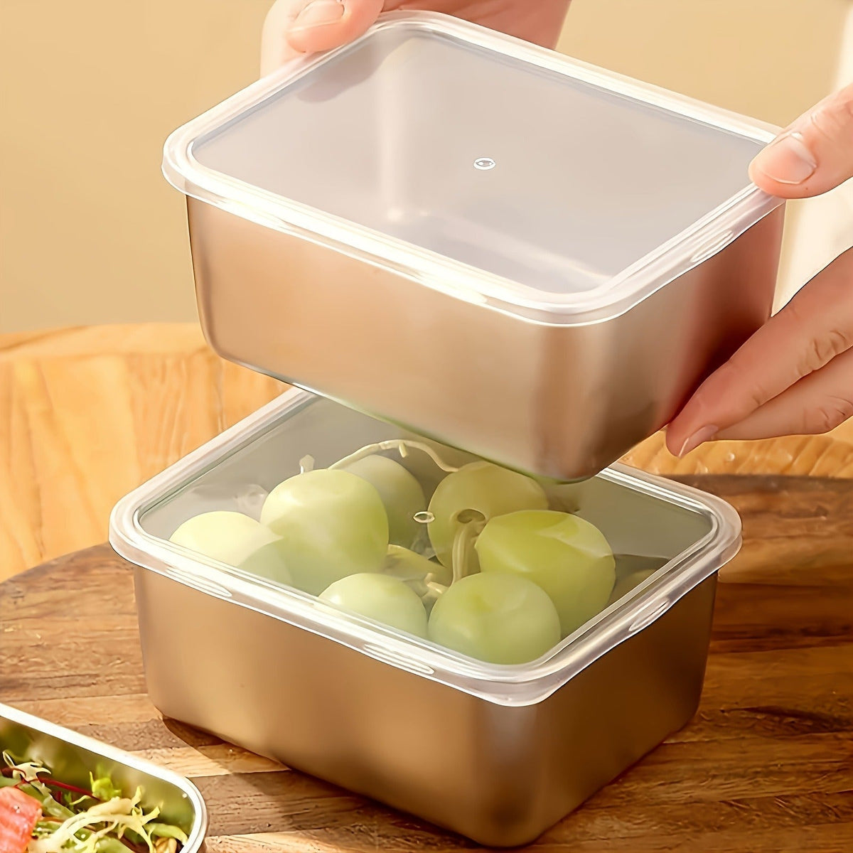Food Storage Containers with Lids, Six-Piece Stainless Steel Square Set with Fitted Lids and Nested Storage Design — image 11