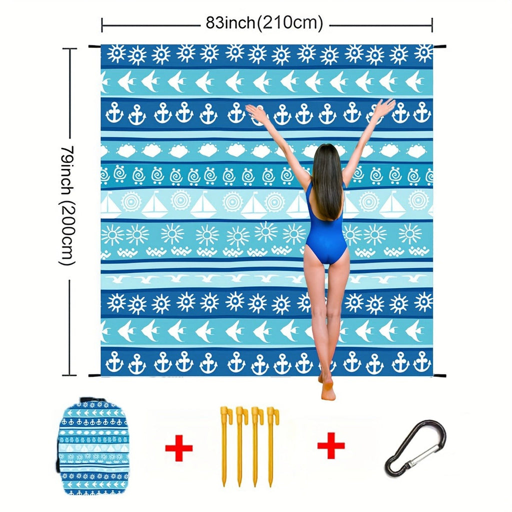 Printed Beach Mat with 19 Exact Size-and-Pattern Options, 198 x 205cm to 275 x 305cm with Stakes and Pouch — image 13