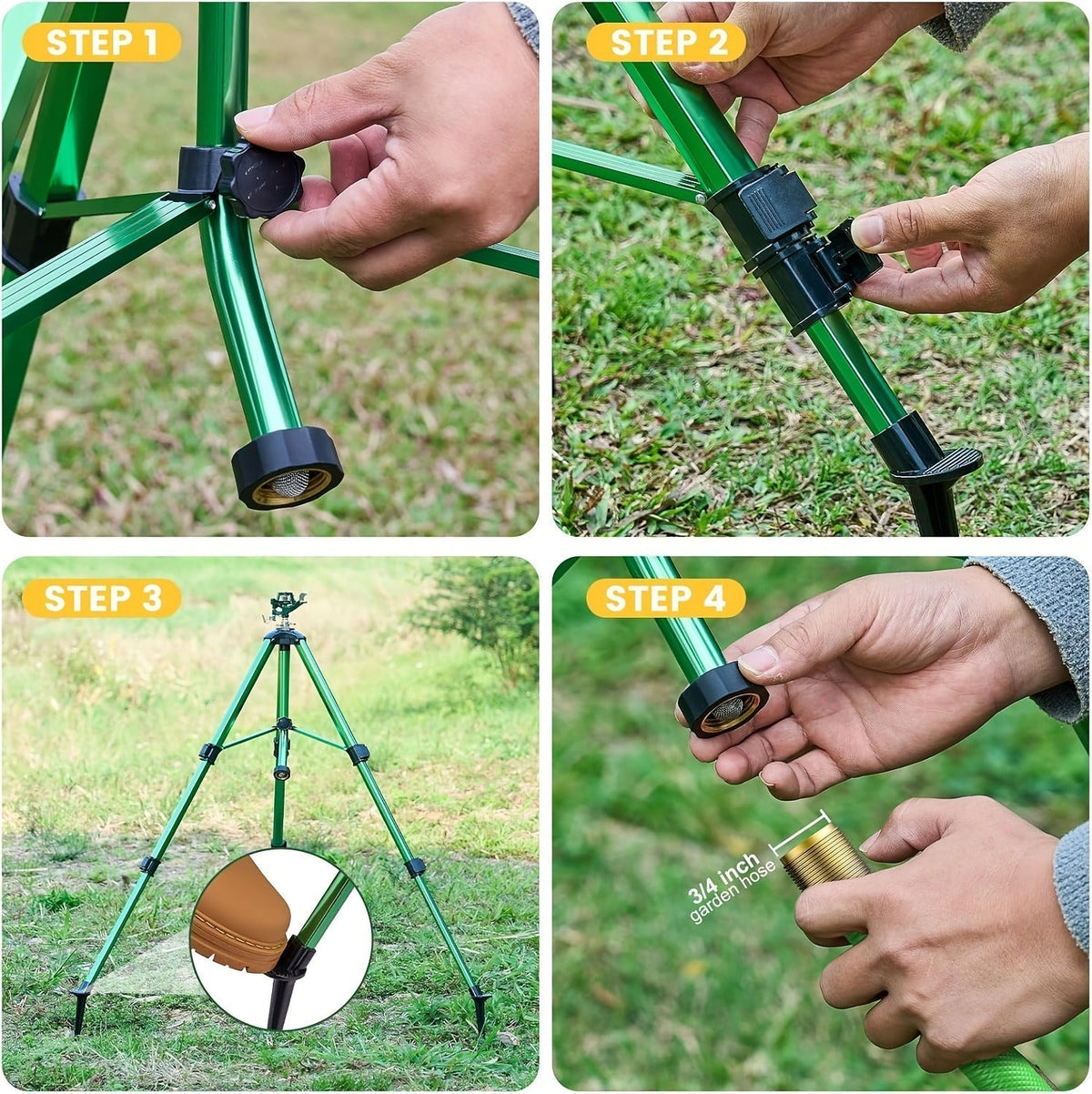 Impact Sprinkler Tripod 360° Zinc Head Lawn Yard Irrigation Flip Lock, for Garden, Lawn and Yard Watering — image 10