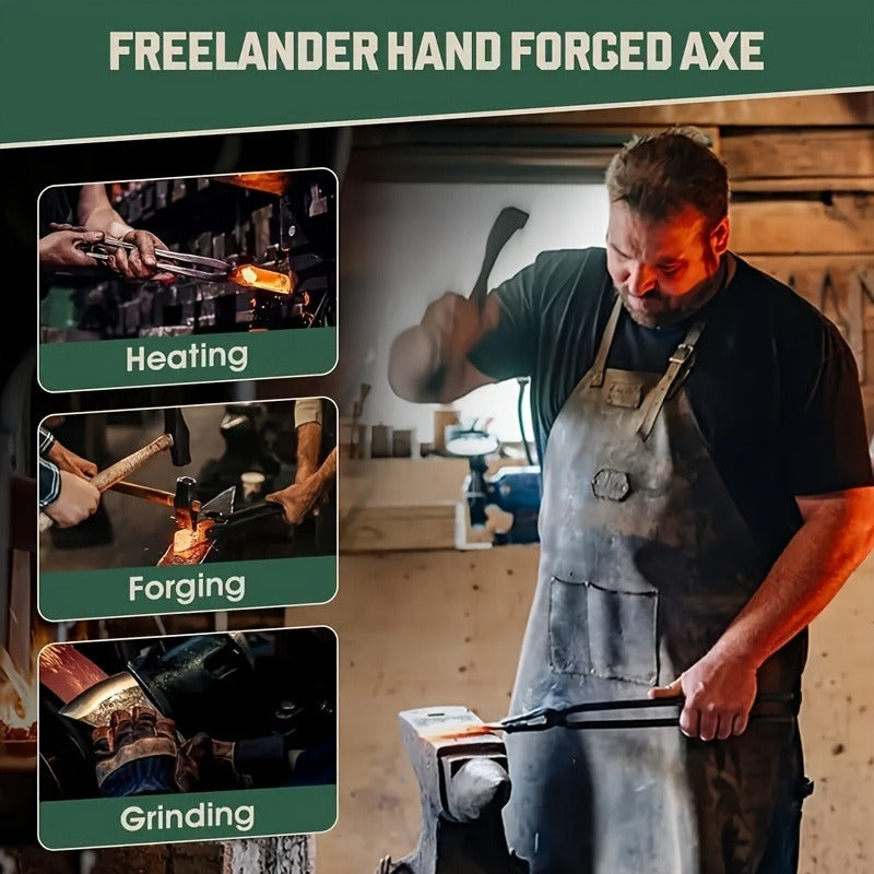 Splitting Axe Forged Carbon Steel 15.6-Inch with Handcrafted Wooden Grip, Professional Backyard Hatchet for Wood Chopping — i