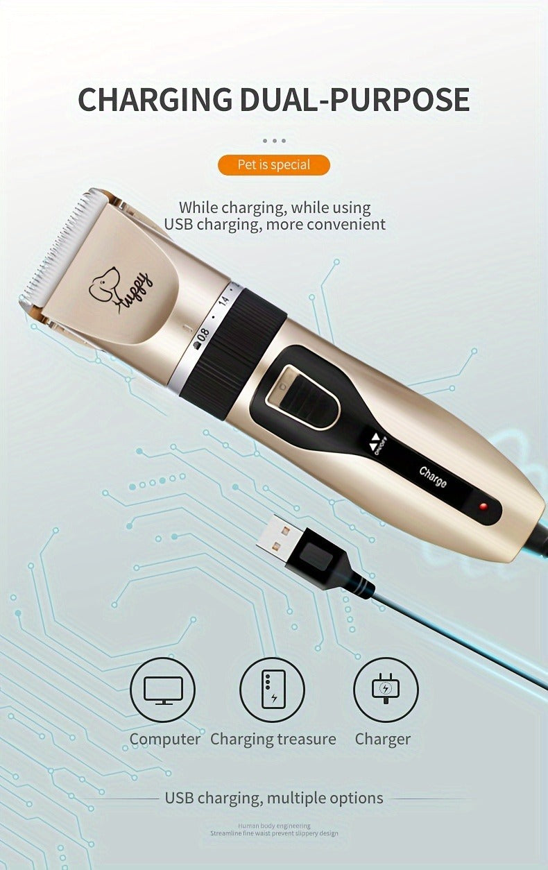 Pet Hair Clipper Kit with Five Guide Combs and Adjustable Blade — image 3