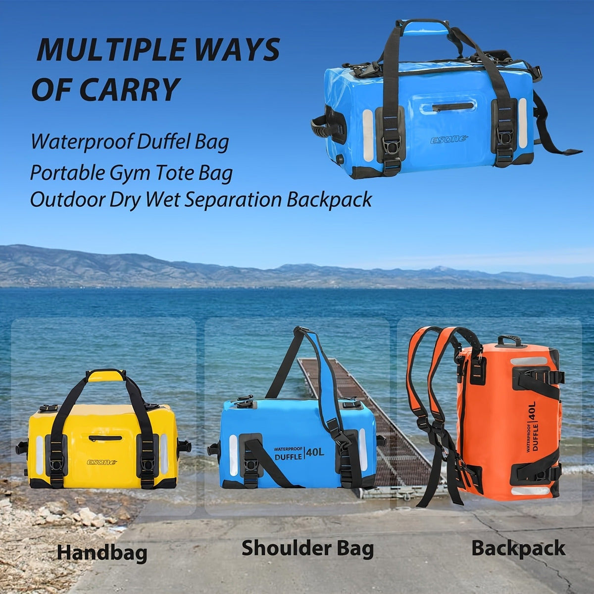 Waterproof Dry Bag Backpack – 40L / 60L Duffel for Kayaking, Camping, Paddle Board & Surfing | Men & Women — image 13