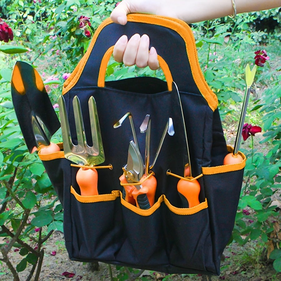 Garden Tool Set 10-Piece | Heavy Duty Stainless Steel Trowel Pruner Rake Weeder with Tote Bag | Ergonomic Non-Slip Grip Garde