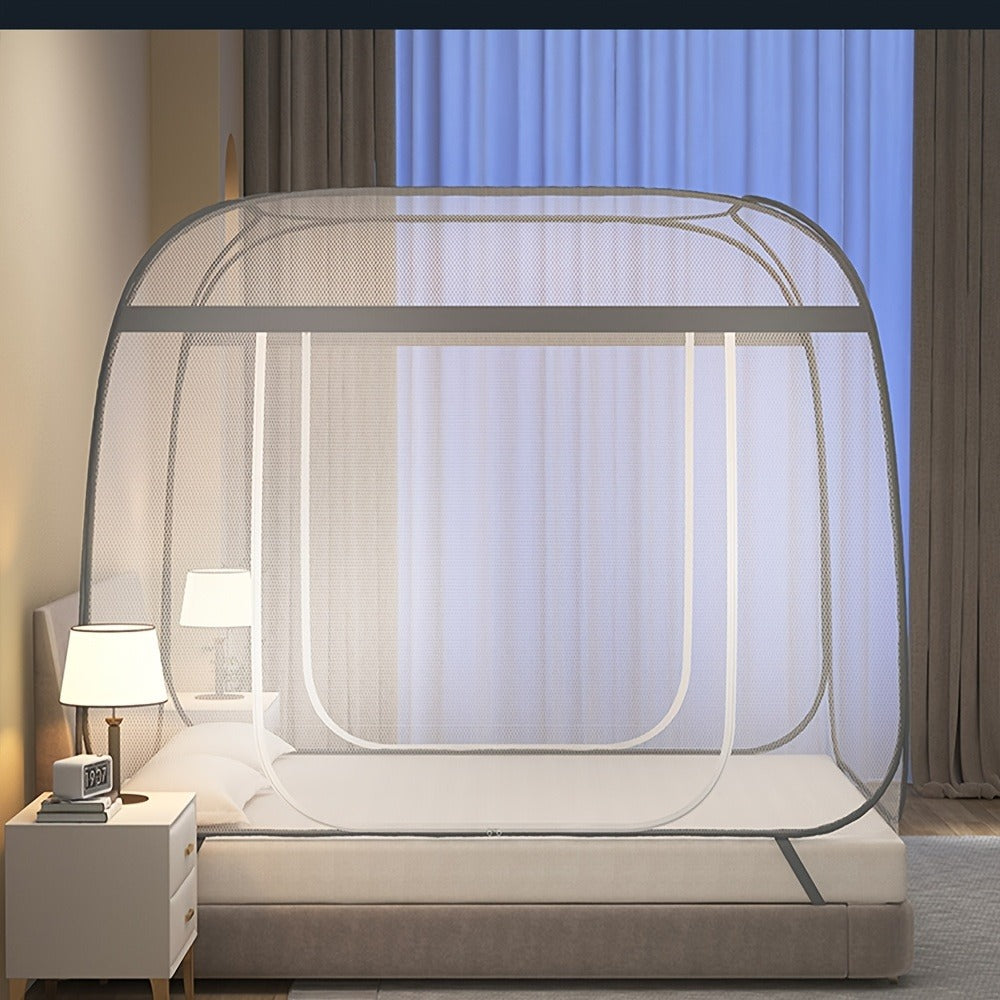 Mosquito Net Canopy Bed, Yurt Style 360° Full Coverage, Stainless Steel Frame, Easy Open Design for Bedroom — image 9