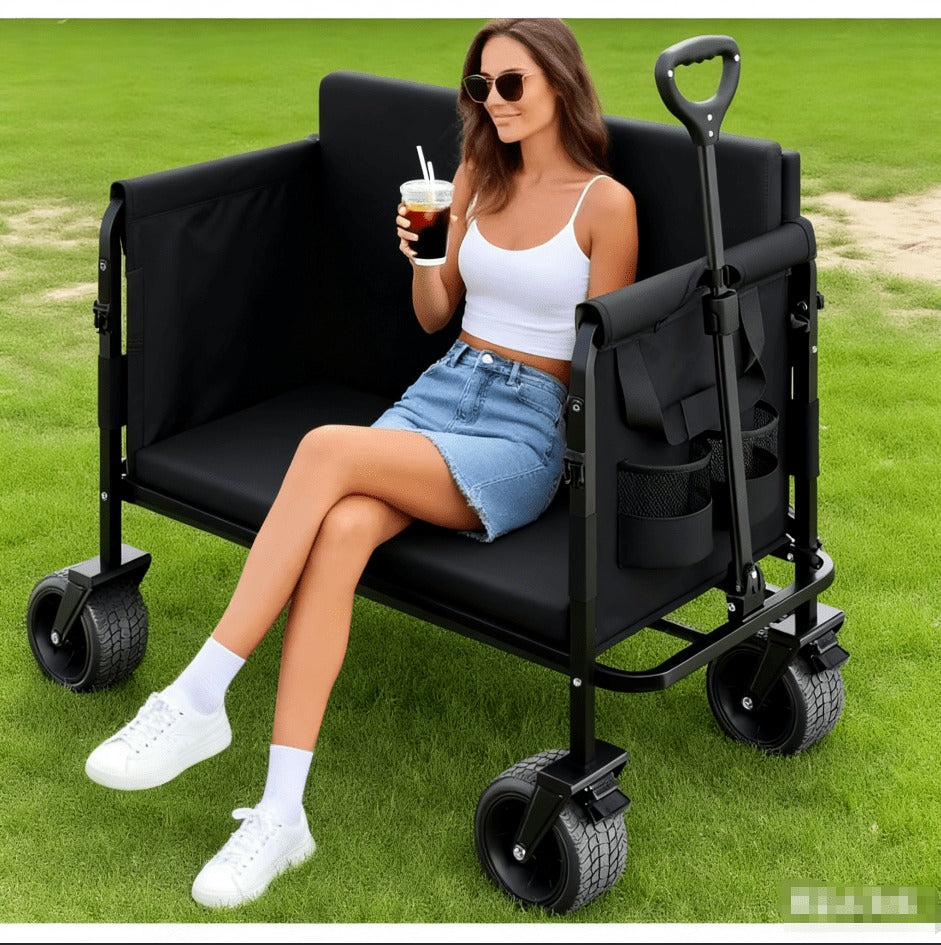 Foldable Utility Wagon Cart 550 lbs, Collapsible Outdoor Cart with Bench Seat & All-Terrain Wheels — image 12