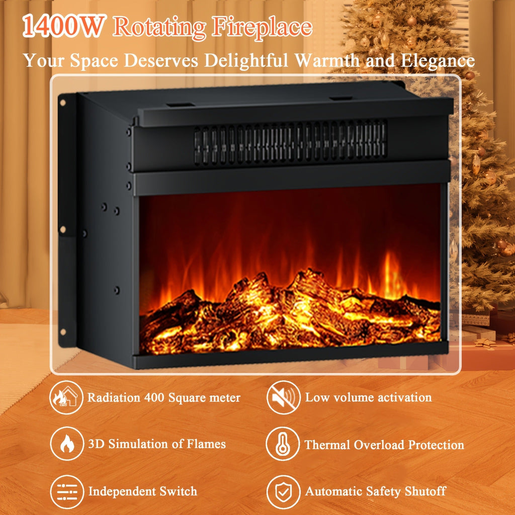 Electric Stove Heater End Table Rotatable Fireplace Side Table 1400W 4800 BTU Indoor Heater with Storage for Garden, Patio an