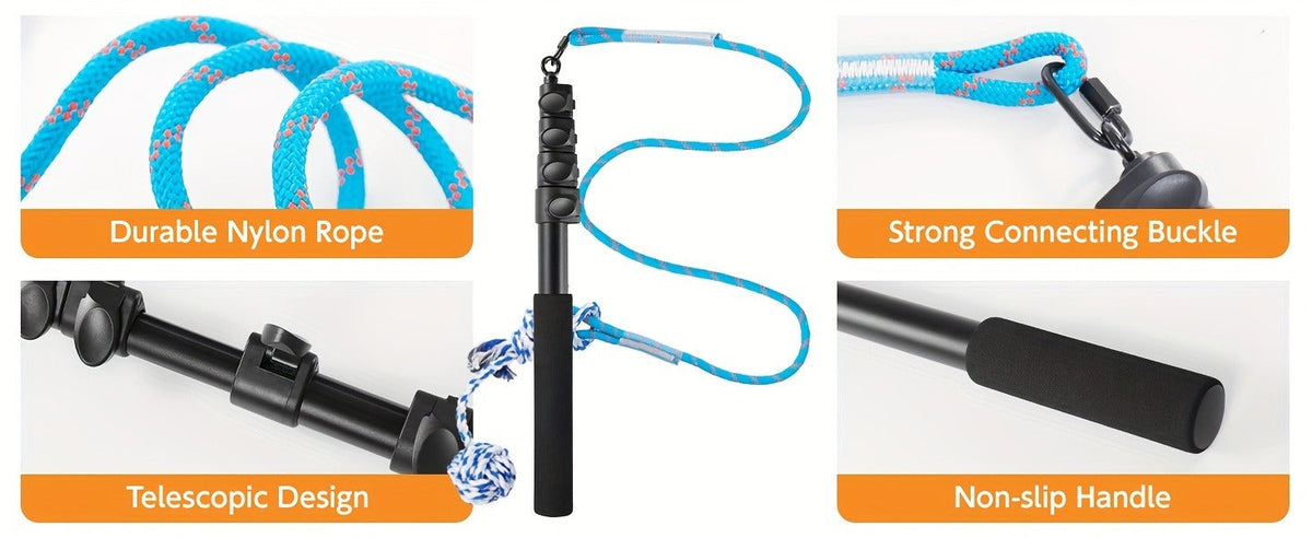 Dog Toy Telescopic Aluminum Flirt Pole with Reinforced Nylon Rope and Three Detachable Interactive Toys — image 15