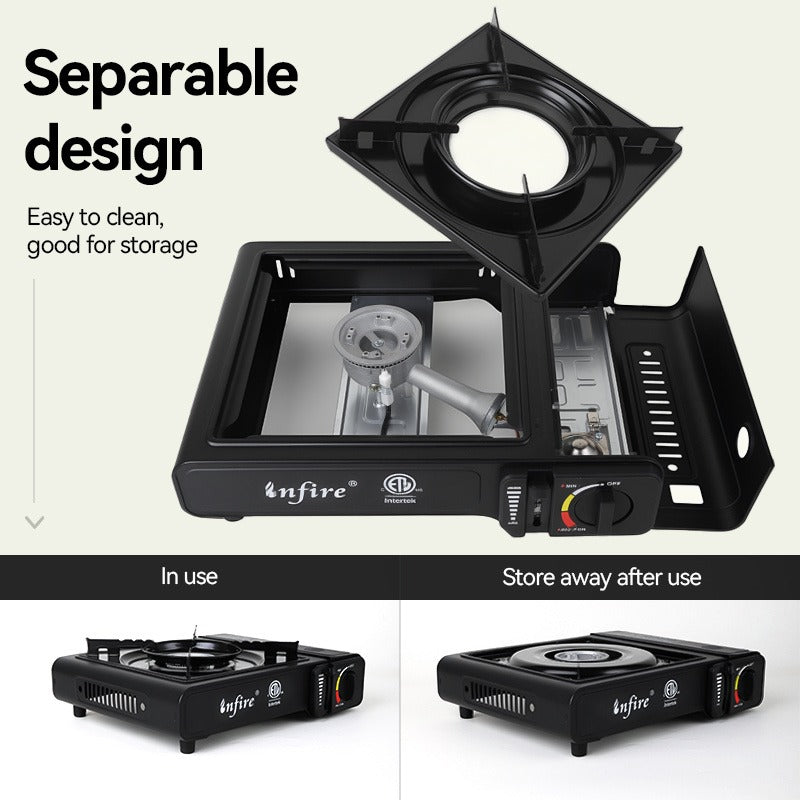 Black Single-Burner Butane Tabletop Camping Stove with Carrying Case, Adjustable Knob and US-Spec Option — image 11
