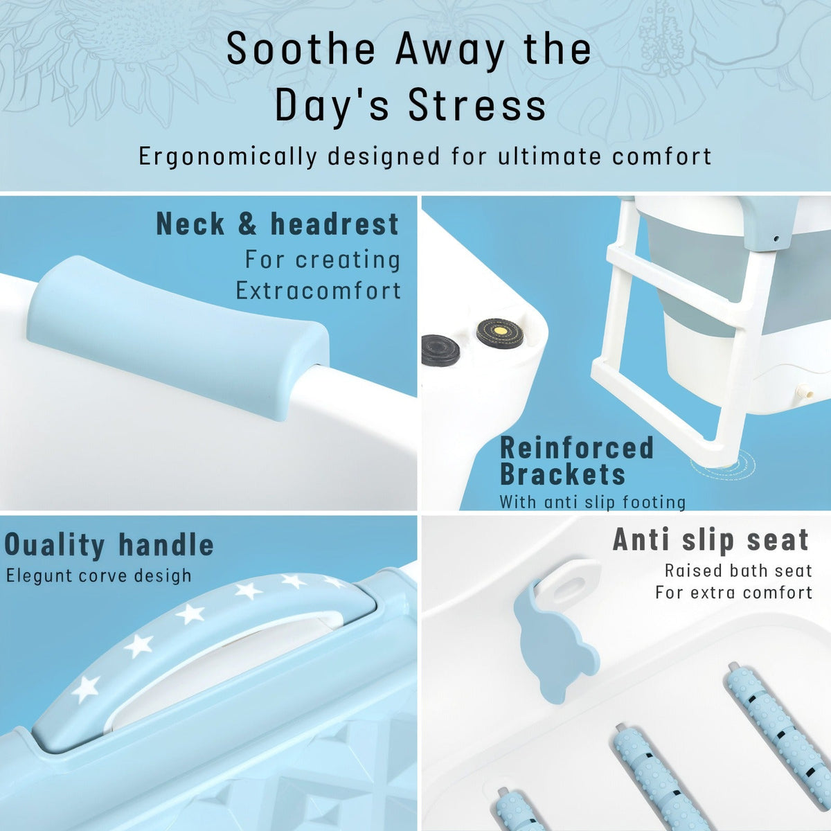 Portable Bathtub for Adults with Insulation Cover & Drainage Pipe, Foldable Hot Tub for Indoor Outdoor Sauna — image 12