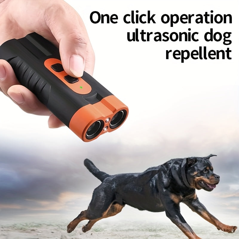 Ultrasonic Dog Device - Handheld Bark Control with Dual-Head System, LED Light & One-Touch Operation for Small Medium Large D