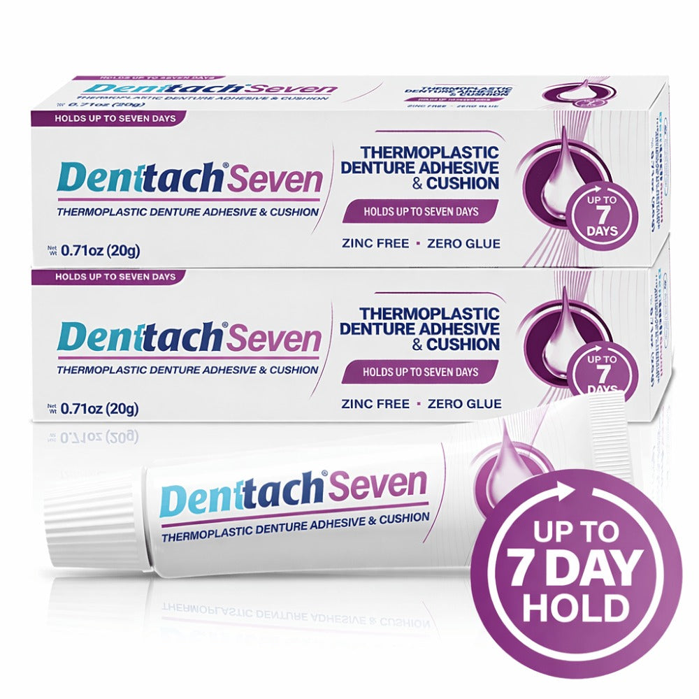Denttach 7-Day Hold Denture Adhesive Thermoplastic Cushion Reliner Zinc-Free No-Glue Secure Grip for Upper Lower Dentures All