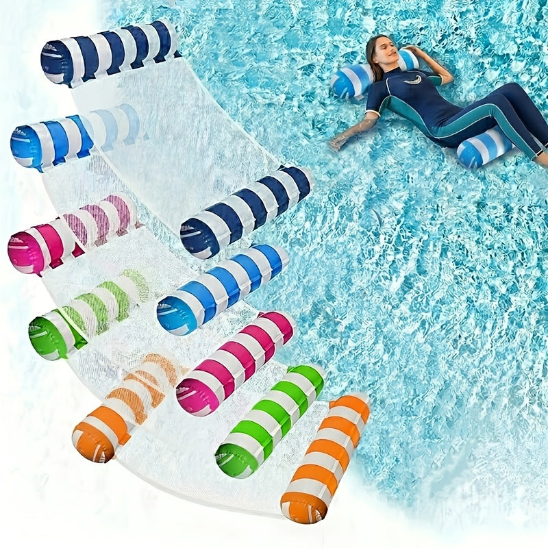 Striped Mesh Pool Float Hammock Set with Five- or Eight-Pack Colorful Options for Seated or Reclined Pool Use — image 16