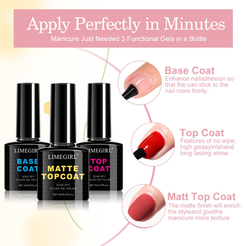 20-Color Gel Nail Polish Kit, Model ZH666-2 with UV LED Lamp, Red-to-Pink Shades, Base Coat and Top Coats — image 2