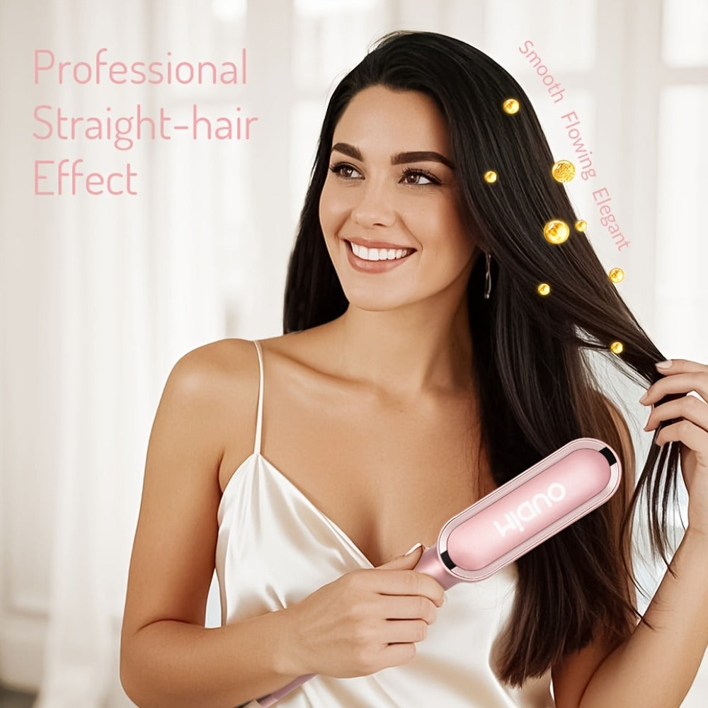 Hair Straightener & Curling Iron Set for Women, Flat Iron Straightening Brush, Anti-Scald, Precise Temperature Control — imag