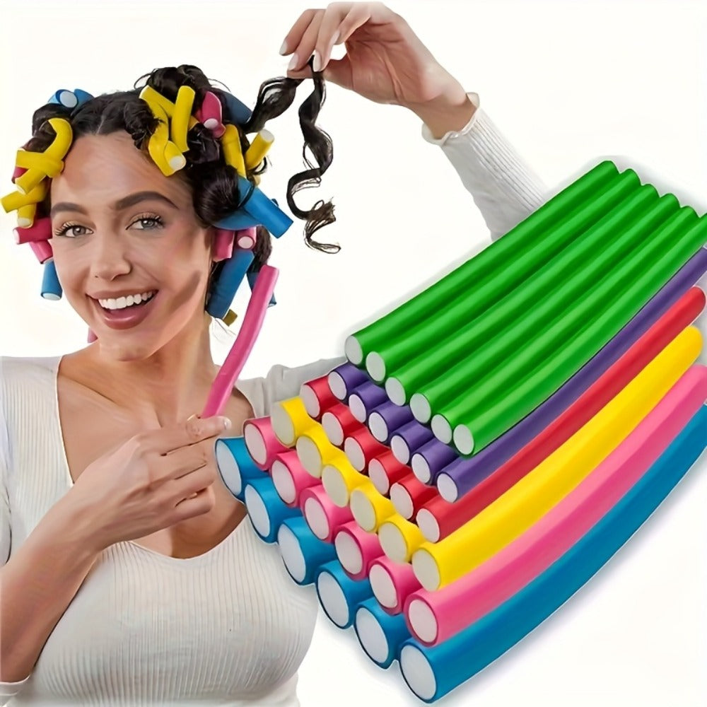Flexible Foam Curl Formers 50pcs Heatless Curling Rods – Bendable Twist Hair Rollers for DIY Soft Waves & Spiral Curls, Short