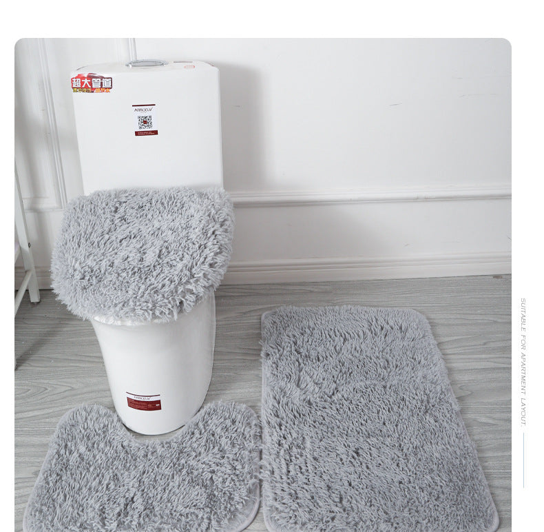Modern Simple Style Solid Color Toilet Bath Bathroom Three Piece Combination Toilet Floor Mat Household Cross Border Supply