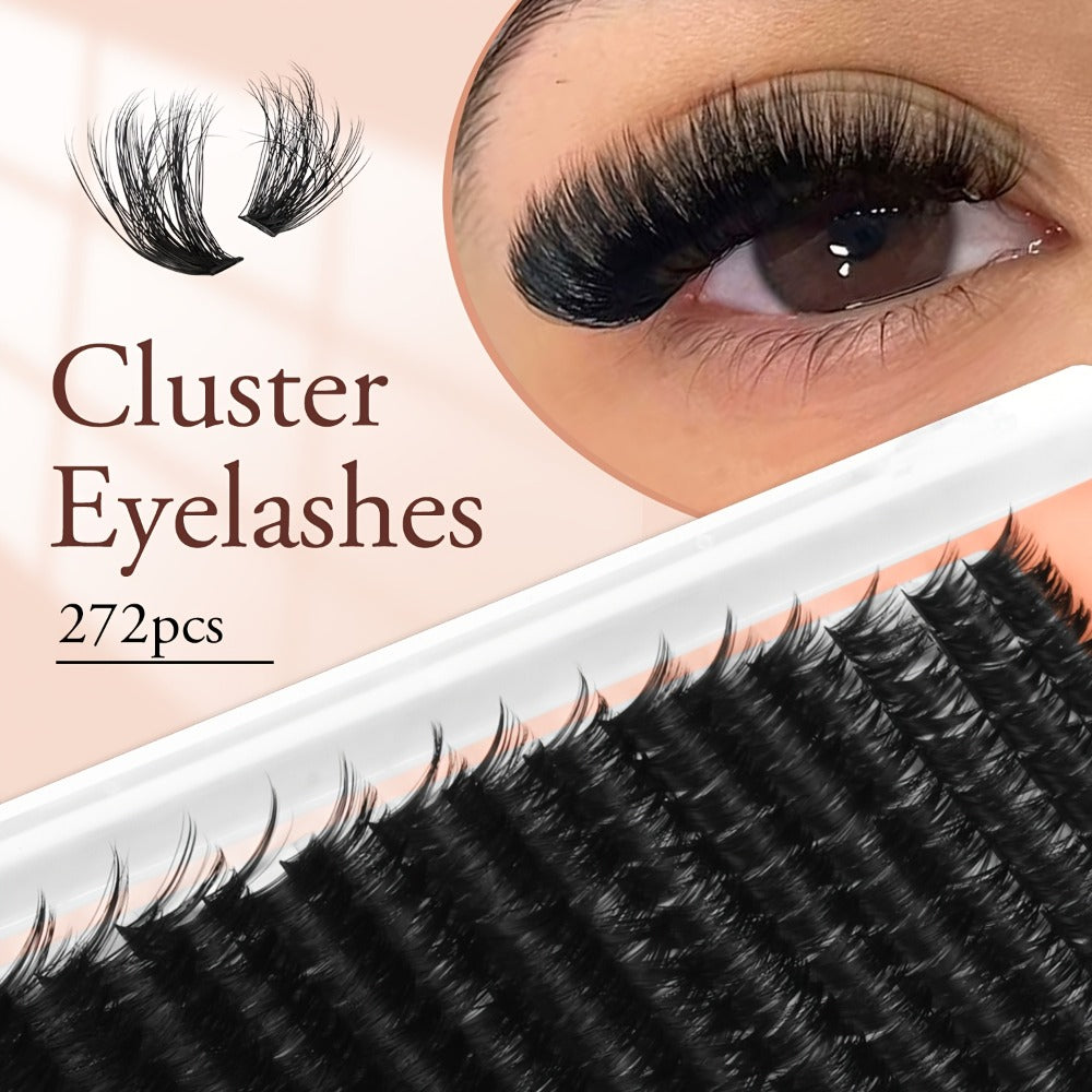 100D Volume Cluster Lashes DIY Individual Lash Extension Kit – Soft Reusable Single Clusters for Full Thick Dramatic Lash Loo