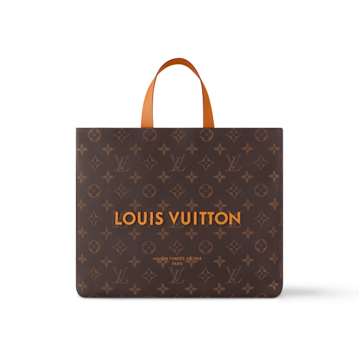Louis Vuitton Men's Brown Classic Vintage Adjustable Shoulder Strap Embroidered Letter Print Tote Bag - Premium Coated Canvas Leather Bag #75711