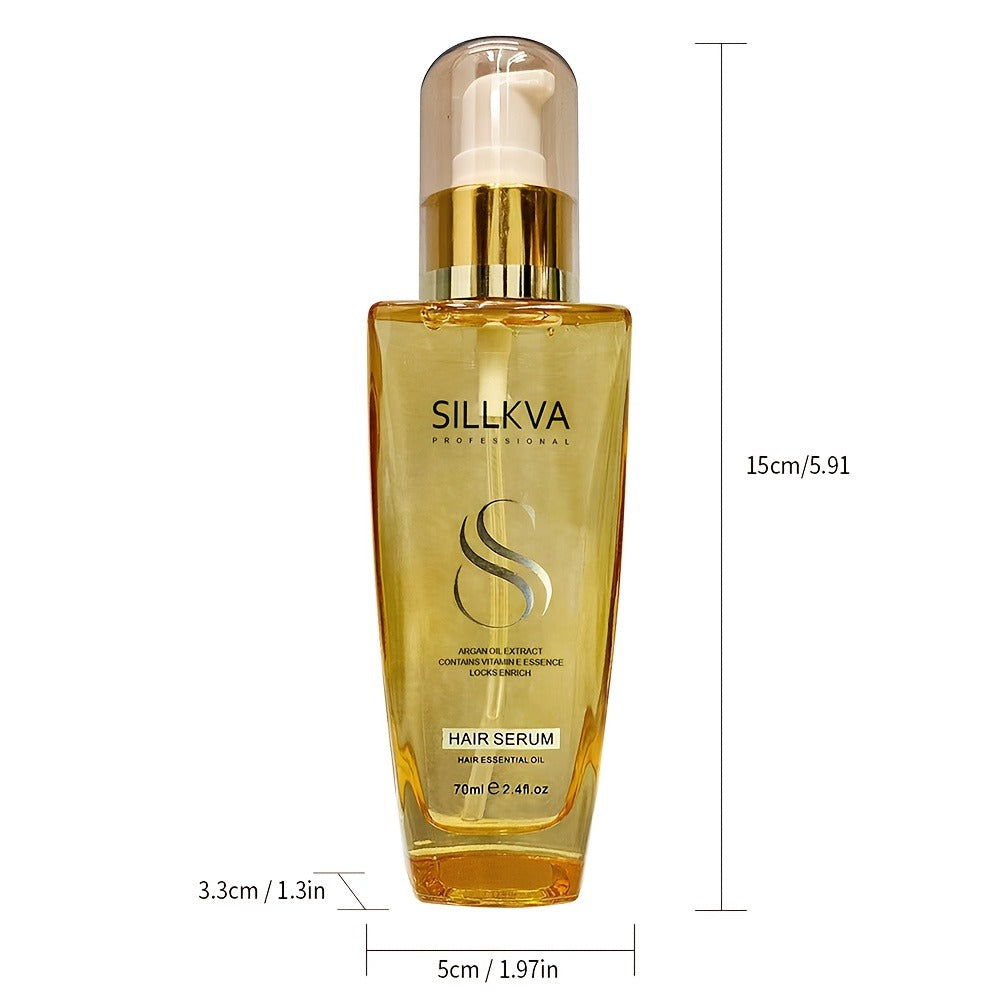 Moroccan Argan Oil Hair & Skin Treatment with Applicator Brush 2.4oz - Anti Frizz Smoothing for Bath Time, Home Spa and Perso