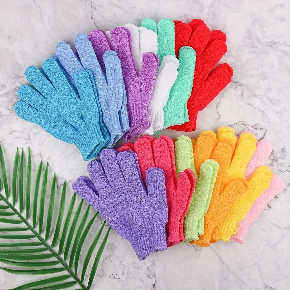 Exfoliating Shower Gloves 20 Pairs Dual-Sided Nylon Bath Scrub Mitts – Body Exfoliation, Spa Massage & Deep Cleansing Gloves 