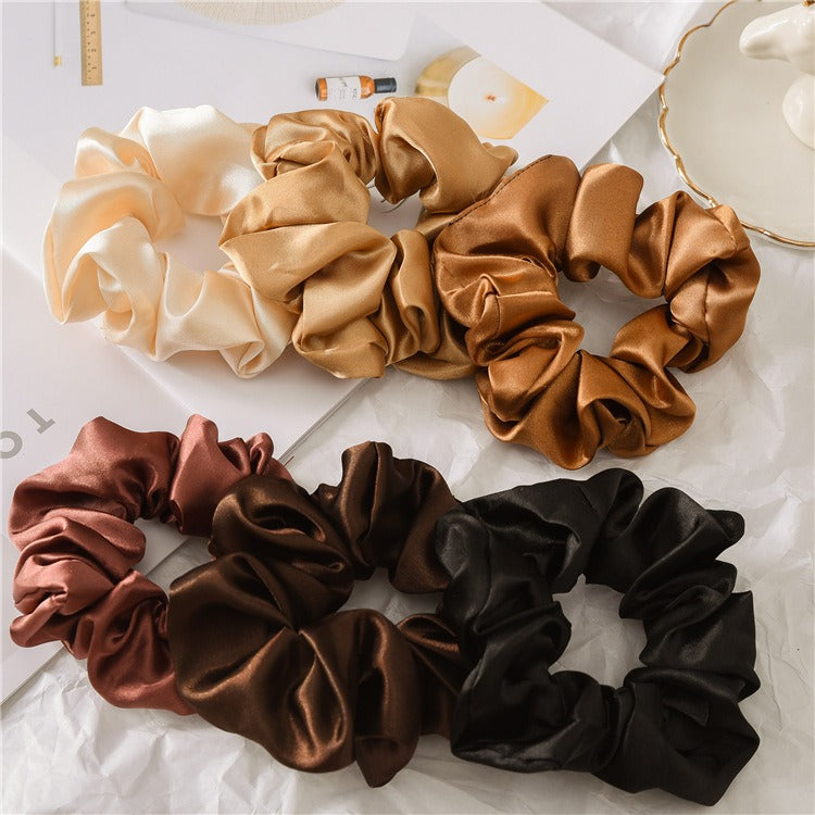 Women Silk Scrunchie Elastic Handmade Multicolor Hair Band Ponytail Holder Headband Hair Accessories 1PC Satin Silk Solid Colo