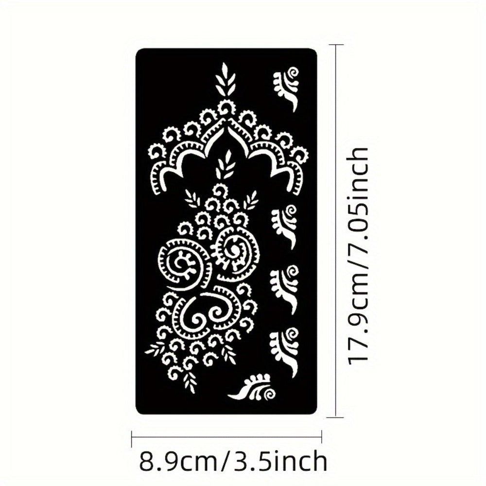 Nine-Sheet Reusable Tattoo Stencil Set with Long Floral and Henna-Style Pattern Cards in HN1 or HN2 — image 6