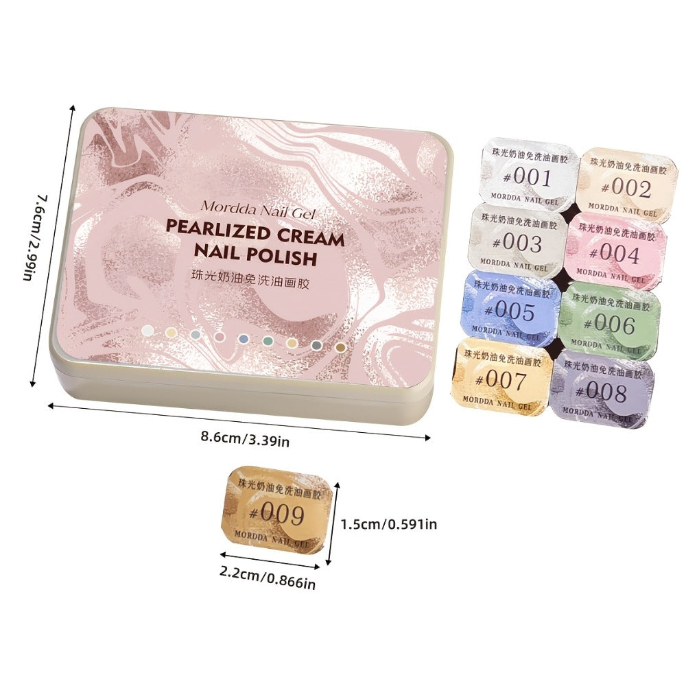 Pearlescent Nail Gel 9-Grid Shell Shimmer Mother of Pearl Cream Oil Painting Gel Polish Set – Multicolor Glitter Iridescent S