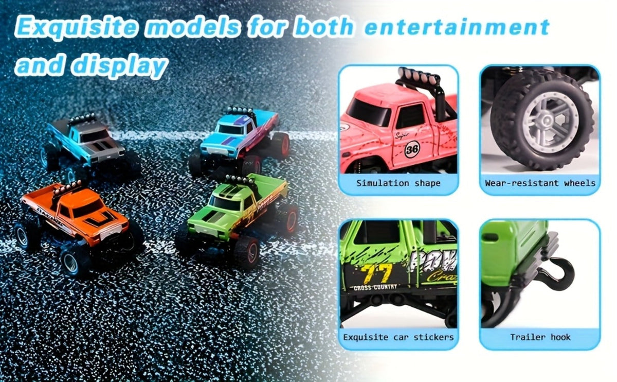Remote Control Car, 1:64 Scale Alloy Mini Off-Road Truck with 2.4GHz Control, Shock Suspension, Running Lights and Five Color